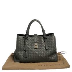 Pre Owned Bottega Veneta Grey Intrecciato Leather Medium Roma Tote