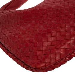 Pre Owned Bottega Veneta Red Leather Small Veneta Hobo