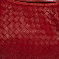 Pre Owned Bottega Veneta Red Leather Small Veneta Hobo