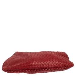 Pre Owned Bottega Veneta Red Leather Small Veneta Hobo