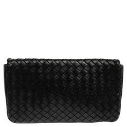 مملوكة مسبقًا Bottega Veneta Black Intrecciato Leather Turnlock Pouch