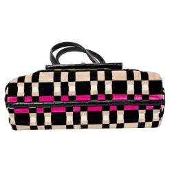 Pre Owned Bottega Veneta Multicolor Croc Embossed Leather And Fabric Frame Satchel