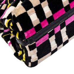 Pre Owned Bottega Veneta Multicolor Croc Embossed Leather And Fabric Frame Satchel