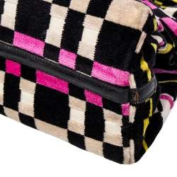 Pre Owned Bottega Veneta Multicolor Croc Embossed Leather And Fabric Frame Satchel