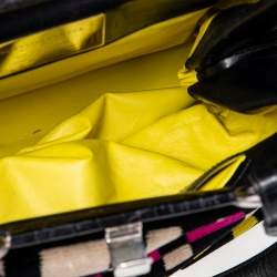 Pre Owned Bottega Veneta Multicolor Croc Embossed Leather And Fabric Frame Satchel