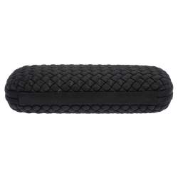 Pre Owned Bottega Veneta Black Intrecciato Silk Stretch Knot Clutch