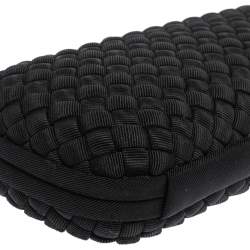 Pre Owned Bottega Veneta Black Intrecciato Silk Stretch Knot Clutch