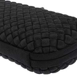 Pre Owned Bottega Veneta Black Intrecciato Silk Stretch Knot Clutch