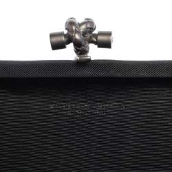 Pre Owned Bottega Veneta Black Intrecciato Silk Stretch Knot Clutch