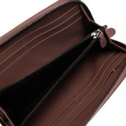 Pre Owned Bottega Veneta Old Rose Intrecciato Leather Zip Around Wallet