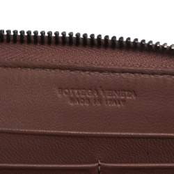 Pre Owned Bottega Veneta Old Rose Intrecciato Leather Zip Around Wallet
