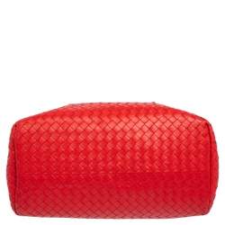 Pre Owned Bottega Veneta Red Leather Medium Roma Tote