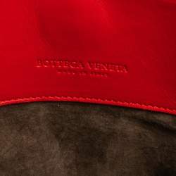 Pre Owned Bottega Veneta Red Leather Medium Roma Tote