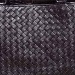 Pre Owned Bottega Veneta Dark Brown Intrecciato Leather Tote