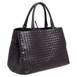 Pre Owned Bottega Veneta Dark Brown Intrecciato Leather Tote