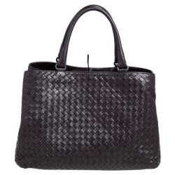 Pre Owned Bottega Veneta Dark Brown Intrecciato Leather Tote