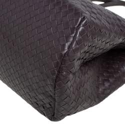 Pre Owned Bottega Veneta Dark Brown Intrecciato Leather Tote
