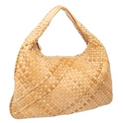 مملوكة مسبقًا Bottega Veneta Sand Beige Intrecciato Leather Large Veneta Hobo
