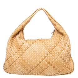 مملوكة مسبقًا Bottega Veneta Sand Beige Intrecciato Leather Large Veneta Hobo