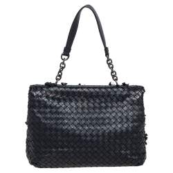 Pre Owned Bottega Veneta Black Intrecciato Leather Medium Olimpia Shoulder Bag