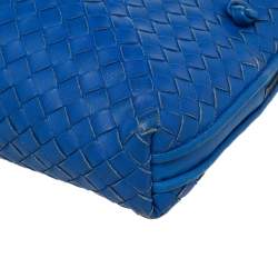 Pre Owned Bottega Veneta Blue Intrecciato Leather Nodini Crossbody Bag