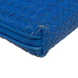 Pre Owned Bottega Veneta Blue Intrecciato Leather Nodini Crossbody Bag
