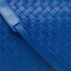 Pre Owned Bottega Veneta Blue Intrecciato Leather Nodini Crossbody Bag