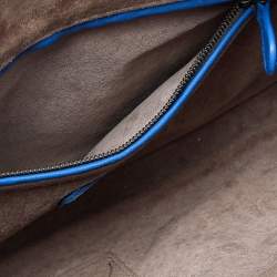 Pre Owned Bottega Veneta Blue Intrecciato Leather Nodini Crossbody Bag