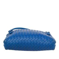 Pre Owned Bottega Veneta Blue Intrecciato Leather Nodini Crossbody Bag