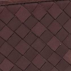 Pre Owned Bottega Veneta Brown Intrecciato Leather Zip Around Wallet