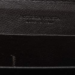 Pre Owned Bottega Veneta Brown Intrecciato Leather Zip Around Wallet
