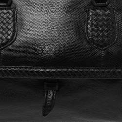 Pre Owned Bottega Veneta Black Intrecciato Leather Large Karung Bowling Bag