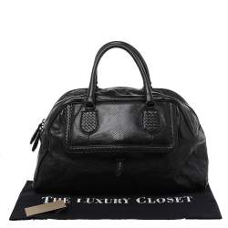 Pre Owned Bottega Veneta Black Intrecciato Leather Large Karung Bowling Bag