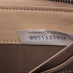 Pre Owned Bottega Veneta Beige Intrecciato Leather Half Zip Around Wallet