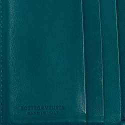 Pre Owned محفظة بوتيغا فينيتا فرنش جلد انترشياتو أزق توركواز