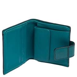 Pre Owned محفظة بوتيغا فينيتا فرنش جلد انترشياتو أزق توركواز