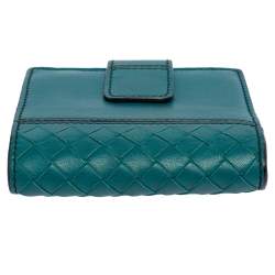 Pre Owned محفظة بوتيغا فينيتا فرنش جلد انترشياتو أزق توركواز