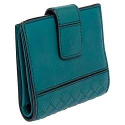 Pre Owned محفظة بوتيغا فينيتا فرنش جلد انترشياتو أزق توركواز