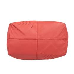 Pre Owned Bottega Veneta Orange Intrecciato Leather Tote