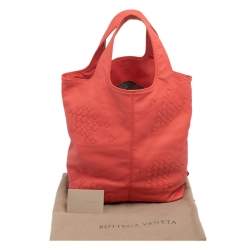 Pre Owned Bottega Veneta Orange Intrecciato Leather Tote