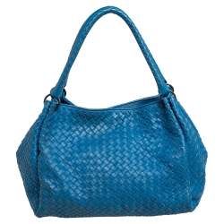 Bottega Veneta Blue Intrecciato Leather Parachute Shoulder Bag