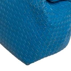 Bottega Veneta Blue Intrecciato Leather Parachute Shoulder Bag