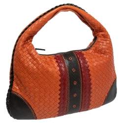 Pre Owned Bottega Veneta Multicolor Intrecciato Leather And Karung Trim Hobo Bag