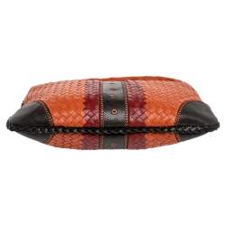 Pre Owned Bottega Veneta Multicolor Intrecciato Leather And Karung Trim Hobo Bag