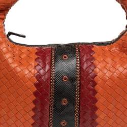 Pre Owned Bottega Veneta Multicolor Intrecciato Leather And Karung Trim Hobo Bag