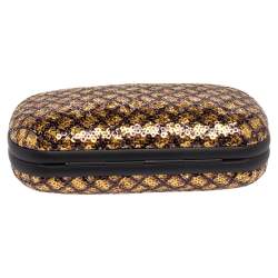 Bottega Veneta Black/Gold Sequin Knot Clutch 