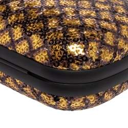 Bottega Veneta Black/Gold Sequin Knot Clutch 