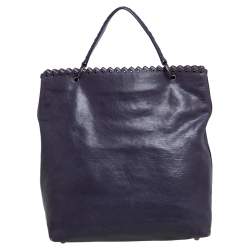 Pre Owned Bottega Veneta Purple Intrecciato Leather Tina Top Handle Bag