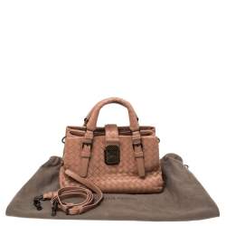  Bottega Veneta Beige Intrecciato Leather Mini Roma Tote