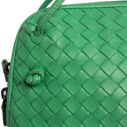 Pre Owned Bottega Veneta Green Intrecciato Leather Nodini Crossbody Bag